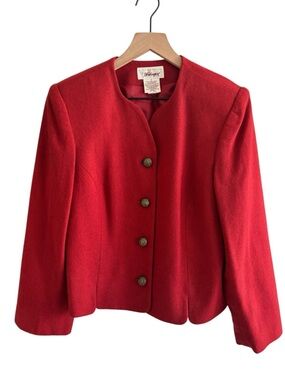 Vintage Worthington Wool Blazer Jacket Womens 8 Burnt Orange Shoulder Pads